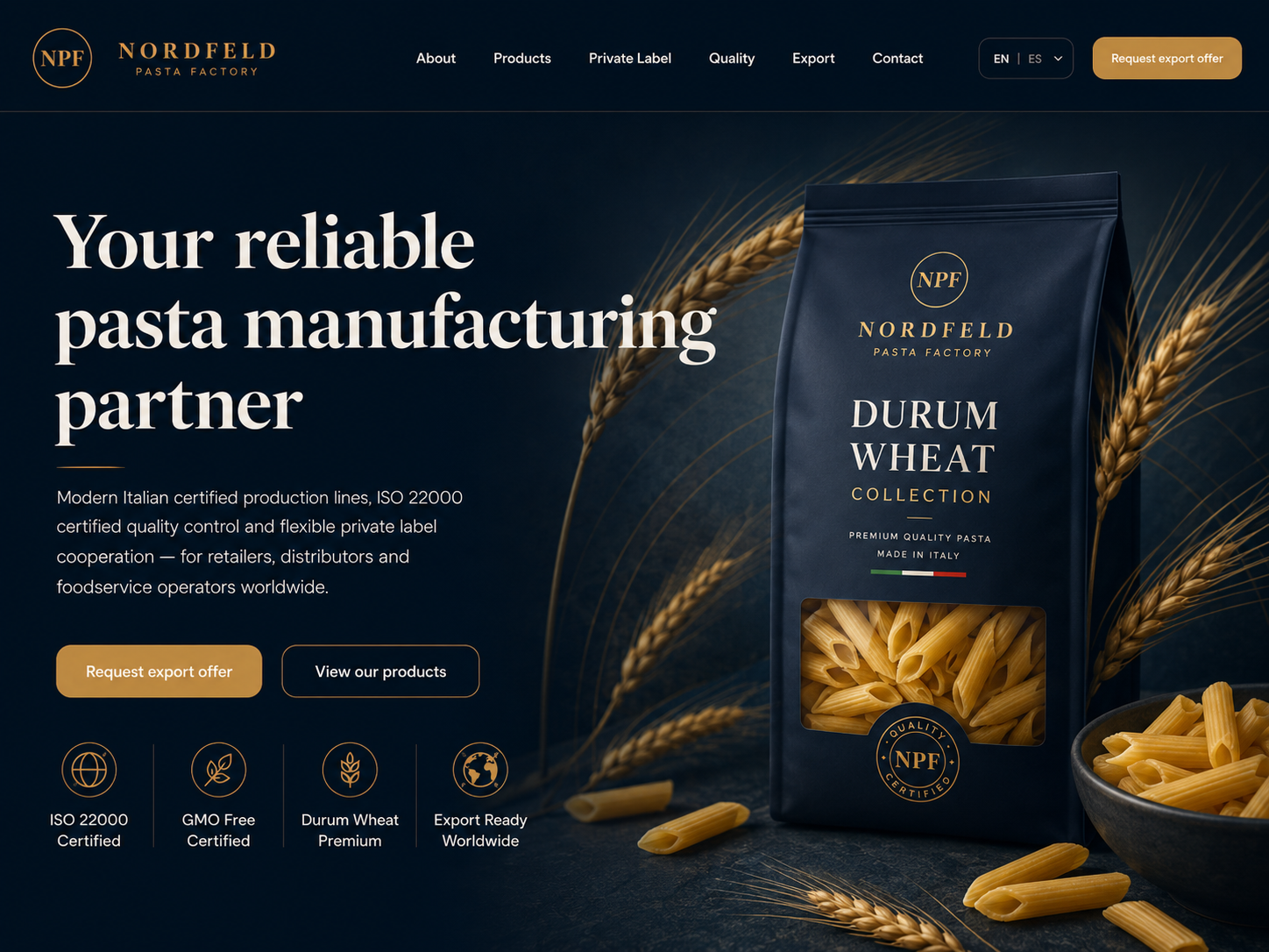 Nordfeld Premium Pasta — Durum Wheat Collection